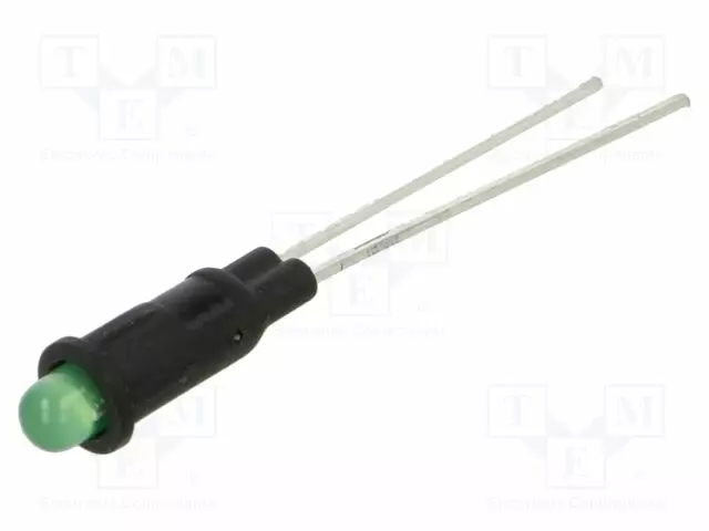 MERKKIVALO: LED - VIHREÄ - 2,1VDC - Ø4MM - PM3 - MUOVI - ØLED: 3MM - 2MCD - Merkkivalot ja pienoislamput - PM3GDL - 1