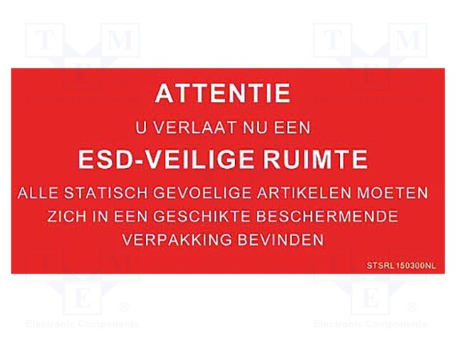 TIEDOTUSTAULU - ESD - 150X300MM - PUNAINEN - KIELI: NL - ESD teipit ja etiketit - PRT-STSRL150300NL - 1