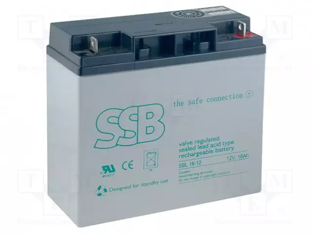 AKKU: LYIJYHAPPO - 12V - 18AH - AGM - AUTOMAATTINEN - 181X76X167MM - 5KG - Lyijyhyytelöakut - ACCU-HP18-12SL - 1