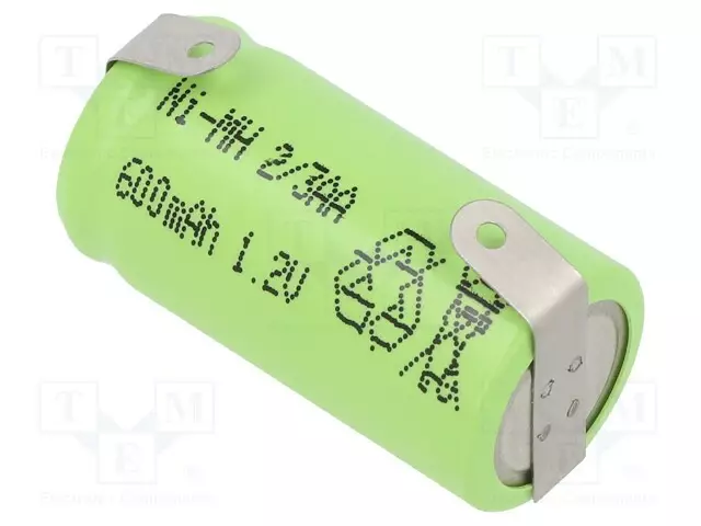 AKKU: NI-MH - 2/3AA - 1,2V - 600MAH - JUOTOSLEVYT - Ø13,9X28,5MM - 1KPL - Akut - ACCU-23AA60JJJBL - 1