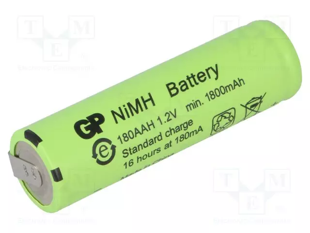 AKKU: NI-MH - AA - 1,2V - 1800MAH - JUOTOSLEVYT - Ø14,5X49,2MM - 180MA - Akut - ACCU-AA1800GP-BL - 1
