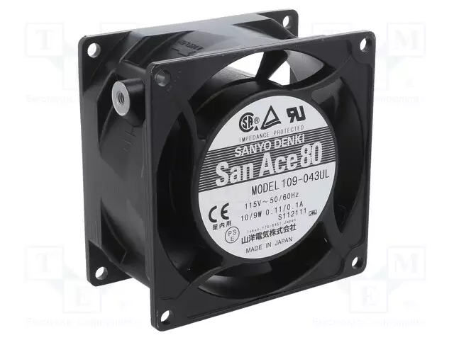 AKSIAALIPUHALLIN 80X80X42MM - 51M3/H - 40DBA - KUULA - 115VAC - AC 115V tuulettimet - 109-043UL - 1