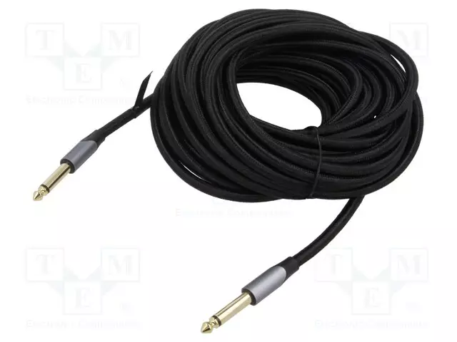 KAAPELI - JACK 6,3 MM 2PIN PISTOKE,MOLEMMIN PUOLIN MUSTA - Muut audio-videokaapelit - BASHL - 1