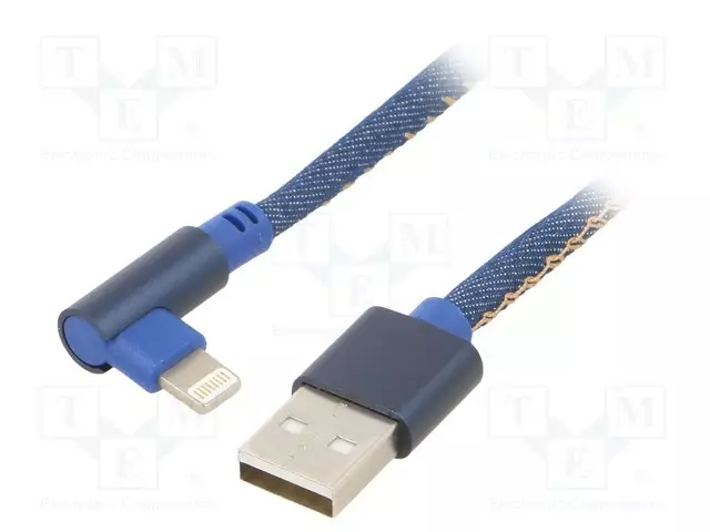 KAAPELI - USB 2.0 - APPLE LIGHTNING KULMALIITIN,USB A PISTOKE - USB kaapelit ja adapterit - CC-USB2J-AMLML-1BL - 1