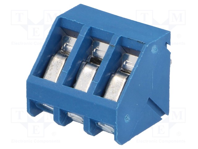 KYTKENTÄRIMA PIIRILEVYLLE - KULMA 45° - 5MM - NAVAT: 3 - PCB - 16A - Riviliittimet piirilevylle - TB-5.0-K45-3-BL - 1