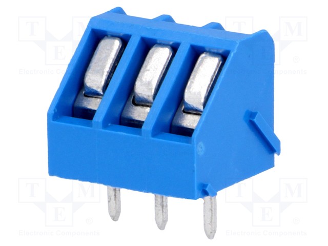 KYTKENTÄRIMA PIIRILEVYLLE - KULMA 45° - 5MM - NAVAT: 3 - PCB - 2,5MM2 - Riviliittimet piirilevylle - TB-5.0-K45-3BL - 1