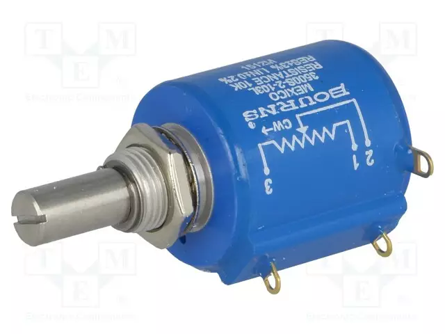 POTENTIOMETRI: AKSIAALINEN - 10KOHM - 2W - ±3% - 6,35MM - LINEAARINEN - Lankapotentiometrit - 3500S-2-103L - 1