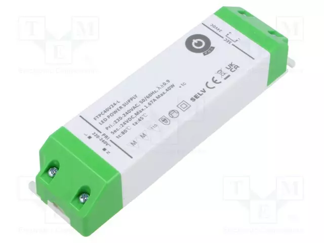 VIRTALÄHDE: IMPULSSI - LED - 40W - 24VDC - 1,67A - 180÷264VAC - FTPC-L - LED teholähteet - FTPC40V24-L - 1