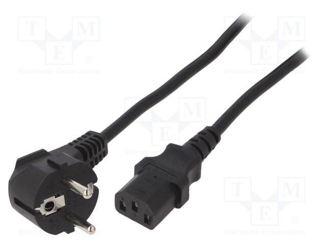 KAAPELI - 3X1MM2 - CEE 7/7 (E/F) KULMAPISTOKE,IEC C13 NAARAS- - Tietokone- ja  laitejohdot - PC-186-VDE-3M - 1