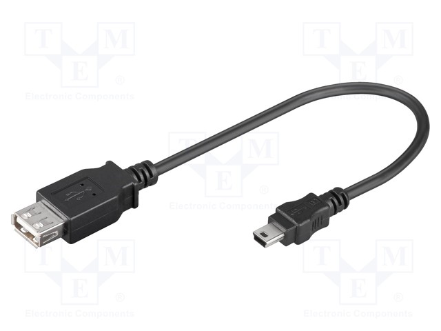 KAAPELI - USB 2.0 - USB A RASIA,USB B PIENOISPISTOKE - 0,2M - MUSTA - USB kaapelit ja adapterit - USBF-MINBM - 1