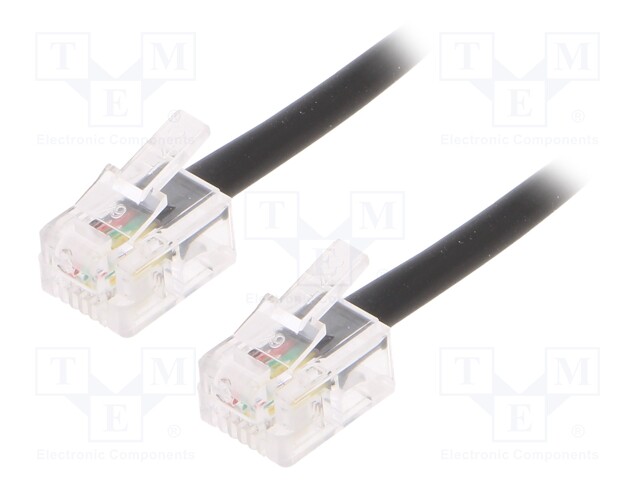KAAPELI: PUHELIN-RJ11-PISTOKE,MOLEMMIN PUOLIN - 2M - MUSTA - Tietokonekaapelit ja -adapterit - TC6P4CR-2M - 1