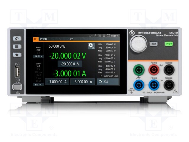 LAITE: LÄHDE-MITTAUS-CH: 1 - 0÷20V - 8A - 60W - 50UVDC - 222X97X436MM - Laboratorioteholähteet - NGU201COM - 1