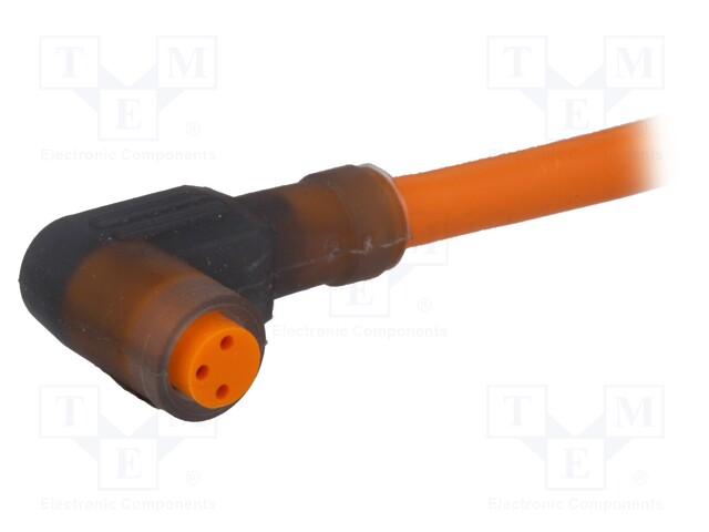 LIITIN: M8 - 2M - NAARAS - PIN: 3 - 90° KULMA - PISTOKE - PVC - M8 liittimet - RKMW3-062M - 1