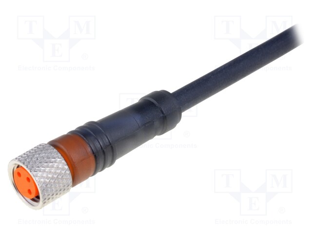LIITIN: M8 - 5M - NAARAS - PIN: 3 - SUORA - MURTOSUOJALLA,JOHTOJEN KANSSA - M8 liittimet - RKMV3-2245M - 1