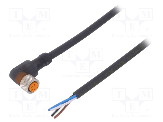 LIITIN: M8 NAARAS - PIN: 4 - 90° KULMA - PISTOKE - PUR - M8 liittimet - RKMWV4-22510M - 1