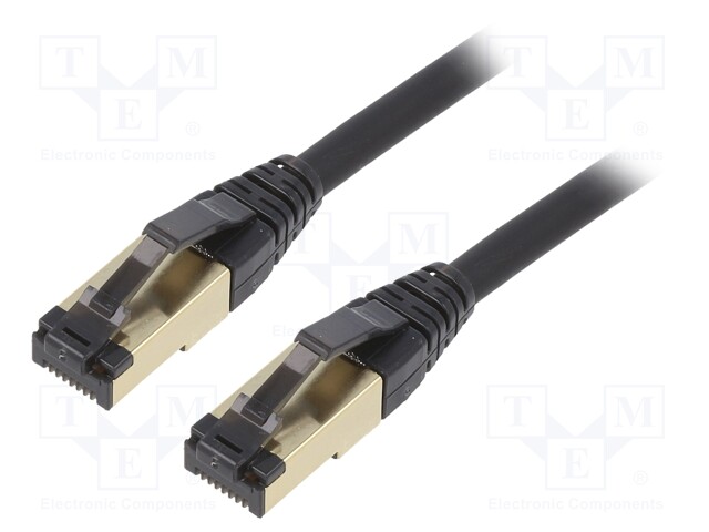 PATCH KAAPELI - S/FTP - CAT: CAT 8 - RJ45-PISTOKE,MOLEMMIN PUOLIN - CU - RJ45 Ethernet kaapelit - PP8-LSZHCU-BK-0.5M - 1