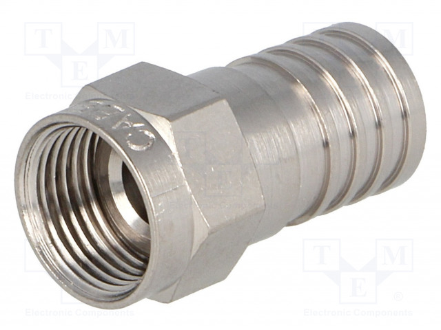 LIITIN: F - PISTOKE - UROS - PURISTUS (KUUSIKULMIO) - JOHTOON - SUORA - F liittimet - F-56-ALM - 1