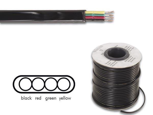 TELEPHONE CABLE 4 x 0.08mm BLACK FLAT, LENGTH ON REEL : 100m - Puhelinkaapelit - TFC4008BK-M - 1