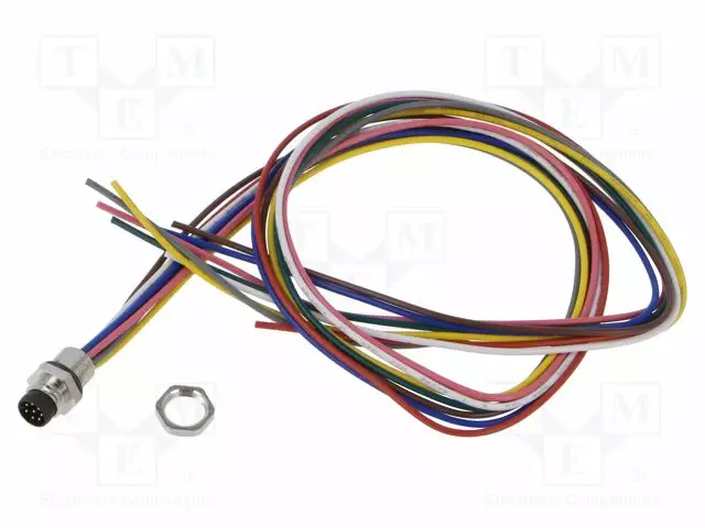 LIITIN: M8 - PISTORASIA - UROS - 32V - 1,5A - PIN: 8 - IP67 - JOHDOT - 0,25MM2 - Erikoisliittimet - 0830-08-T8CW-05M - 1