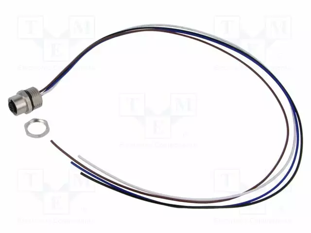 LIITIN: M12 - N LIITINAARAS - 4A - 250V - PIN: 4 - IP67 - SUORA - 500MM - Erikoisliittimet - 1220-04-T16CW-05M - 1