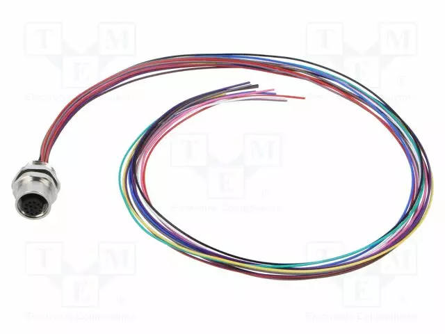 LIITIN: M12 - N LIITINAARAS - 1,5A - 30V - PIN: 12 - IP67 - SUORA - Erikoisliittimet - 1220-12-T16CW-05M - 1