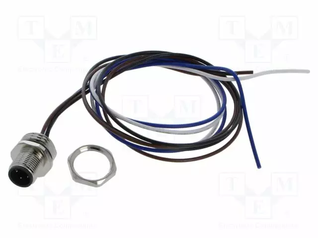 LIITIN: M12 - PISTORASIA - UROS - 4A - 250V - PIN: 4 - IP67 - SUORA - JOHDOT - Erikoisliittimet - 1230-04-T16CW-05M - 1