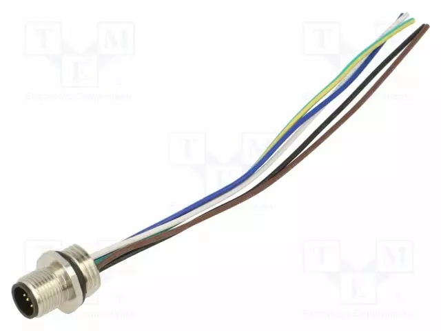 LIITIN: M12 - PISTORASIA - UROS - PIN: 5 - SUORA - 2A - 60V - IP67 - JOHDOT - M12 liittimet - 1230-05-T16CW-014M - 1