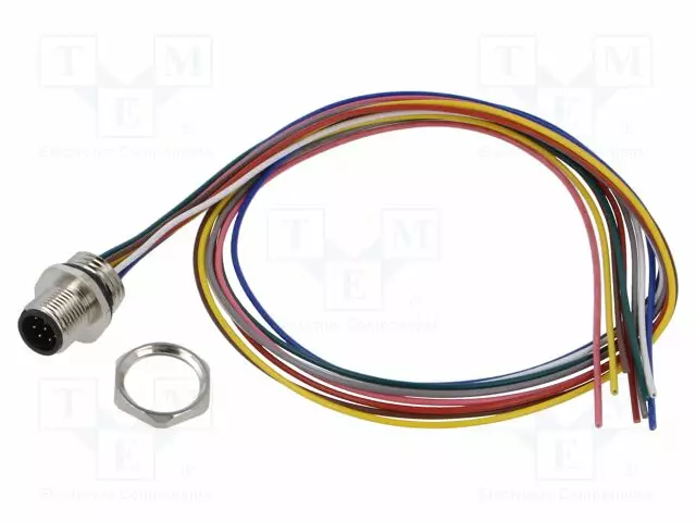 LIITIN: M12 - PISTORASIA - UROS - PIN: 8 - SUORA - 1,5A - 30V - IP67 - JOHDOT - M12 liittimet - 1230-08-T16CW-05M - 1