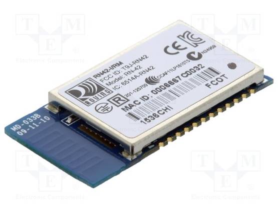 BLUETOOTH MODUULI - UART - SMD - KOOT: 13,4X25,8X2,4MM - 2.1 EDR - IoT (WiFi/Bluetooth) moduulit - RN42HID-IRM - 1