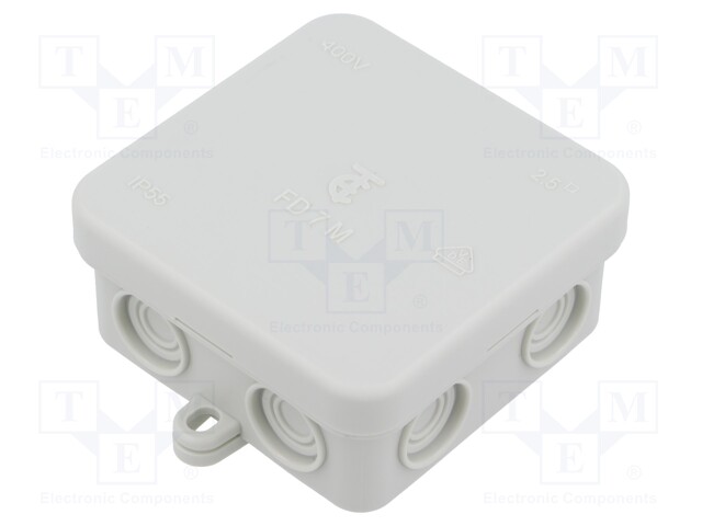 KYTKENTÄRASIA - X: 75MM - Y: 75MM - Z: 37MM - IP55 - VAALEANHARMAA - Kytkentärasiat - FD-7-M - 1