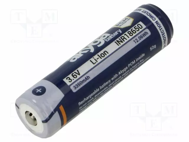 AKKU: LI-ION - 18650,MR18650 - 3,6V - 3350MAH - Ø18,5X69,5MM - 1,5A - Akut - INR18650-33.5M-PCM - 1