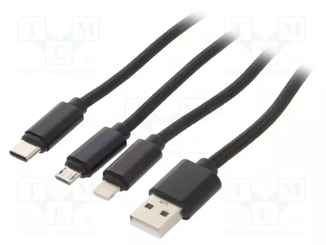 KAAPELI - USB 2.0 - 1M - MUSTA - TEKSTIILI - CABLEXPERT - USB kaapelit ja adapterit - CC-USB2-AM31-1M - 1