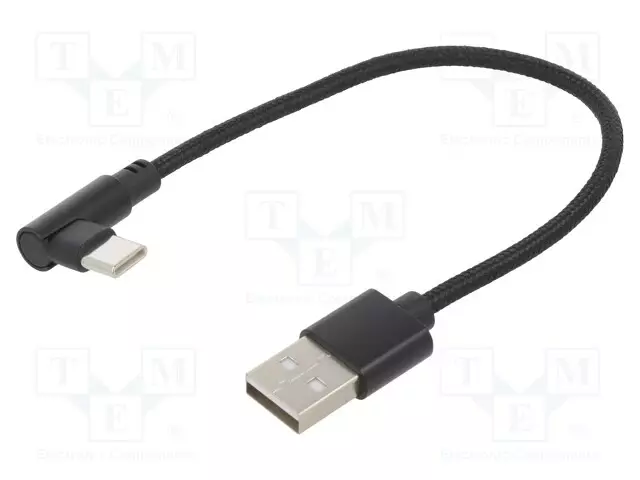 KAAPELI - CABLEXPERT - USB 2.0 - USB A PISTOKE,USB C KULMALIITIN - USB kaapelit ja adapterit - CC-USB2-AMCML-0.2M - 1