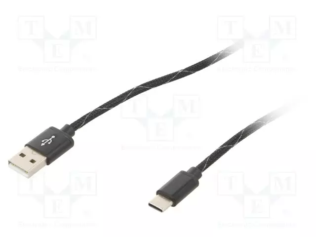 KAAPELI - USB 2.0 - USB A PISTOKE,USB C PISTOKE - 2,5M - MUSTA - USB kaapelit ja adapterit - CCP-USB2-AMCM-2.5M - 1