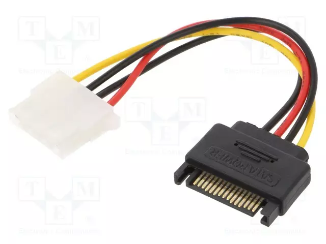 KAAPELI: VIRTALÄHDE SATA - MOLEX NAARAS-SATA 15PIN UROS - 0,15M - Tietokonetarvikkeet - muut - CC-SATA-PS-M - 1