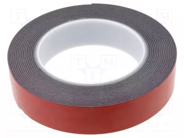 KAKSIPUOLEINEN TEIPPI - W: 25MM - L: 5M - PAKS.: 1,2MM - KAKSIPUOLINEN - MUSTA - Eristysteipit ja -nauhat - AFTC-6411-25MM-5M - 1
