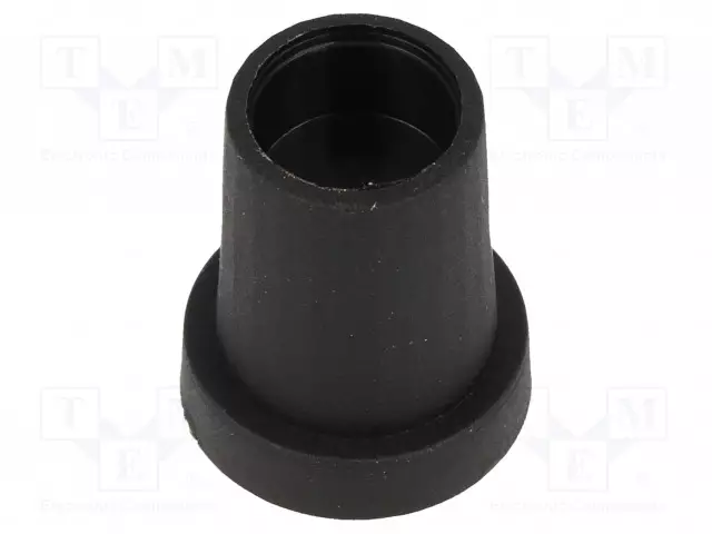 NUPPI - KARTIONUPPI - TERMOPLASTINEN - ØAKSELIN: 6MM - Ø14X18MM - MUSTA - Potentiometrien nupit - K85-14X18-BLK-M - 1