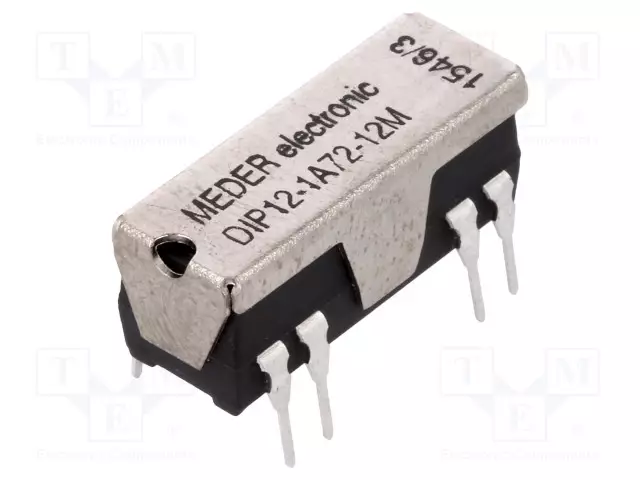 RELE: TYHJIÖRELE - SPST-NO - UKELAN: 12VDC - 1A - MAX.200VDC - 145MW - PCB - Reedreleet - DIP12-1A72-12M - 1