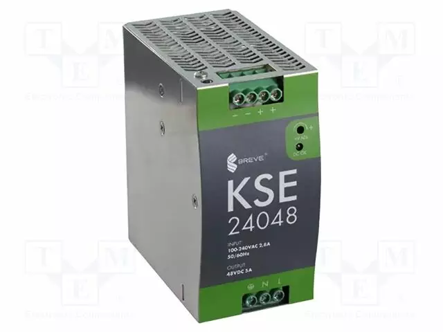 VIRTALÄHDE: IMPULSSI - DIN-KISKOLLE - 240W - 48VDC - 5A - 85÷264VAC - DIN-kisko virtalähteet - KSE-24048M - 1