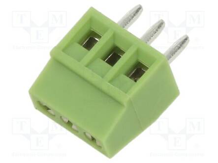 LIITIN: KYTKENTÄRIMA PIIRILEVYLLE - PURISTUS - 90° KULMA - PCB - Riviliittimet piirilevylle - XY308-3P-2.54-GN - 1