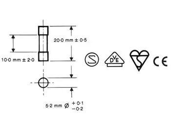 LASIPUTKISULAKE 5x20mm NOPEA 0,1A (10 kpl/laatikko) - Lasiputkisulakkeet - FF0.1N - 2