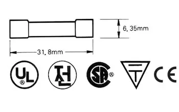 SULAKE 6,35 x 32mm HIDAS 0,25A (10 kpl/laatikko) - Lasiputkisulakkeet - 6FU0.25N - 2