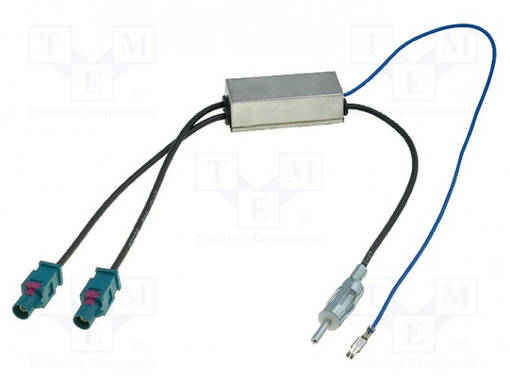 ANTENNIEROTIN - DIN-PISTOKE,2X FAKRA-PISTOKE - Autoantennien liittimet ja adapterit - ZRS-SA2FD-DIN - 1