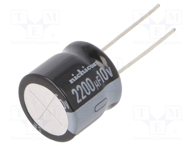 ELEKTROLYYTTIKONDENSAATTORI - LOW ESR - THT - 10VDC - Elektrolyyttikondensaattorit - pysty - UHE1A222MHD3TN - 1