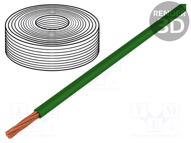 JOHTO - LIFY - 1X0,5MM2 - CU - PVC - VIHREÄ - 300V,500V - -15÷80°C - Mittausjohdot - LIFY-0.50MM2-GN - 1