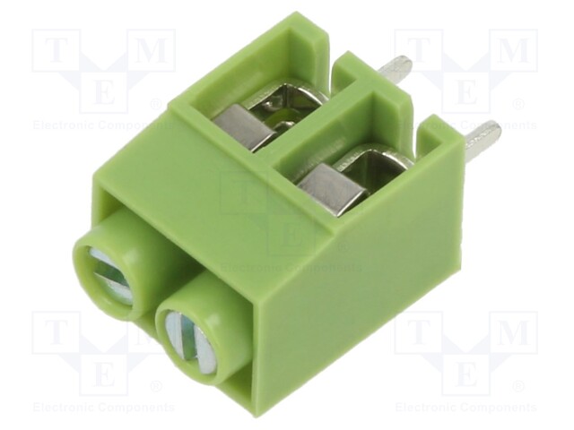 LIITIN: KYTKENTÄRIMA PIIRILEVYLLE - PURISTUS - 90° KULMA - PCB - Riviliittimet piirilevylle - XY167V-2P-5.0-GN - 1