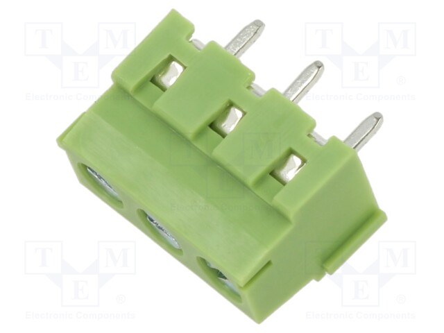 LIITIN: KYTKENTÄRIMA PIIRILEVYLLE - PURISTUS - 90° KULMA - PCB - Riviliittimet piirilevylle - XY304V-3P-5.0-GN - 1