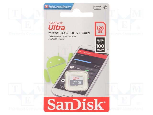 MUISTIKORTTI - MICROSDXC - 128GB - ANDROID - CLASS 10 UHS U1 - Muistikortit - SDSQUNR-128G-GN3MN - 1