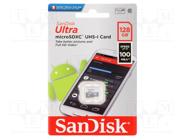 MUISTIKORTTI - MICROSDXC - 128GB - ANDROID - CLASS 10 UHS U1 - Muistikortit - SDSQUNR-128G-GN6MN - 1
