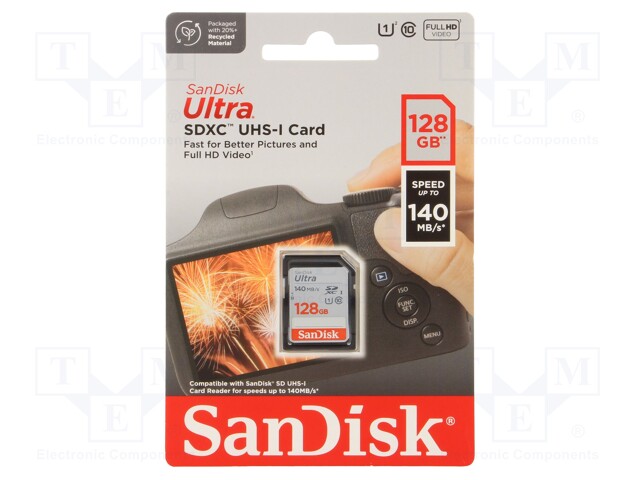 MUISTIKORTTI - SDXC - 128GB - ULTRA - CLASS 10 UHS U1 - R: 140MB/S - Muistikortit - SDSDUNB-128G-GN6IN - 1